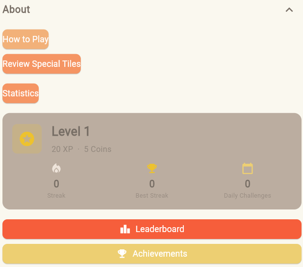 Settings and stats